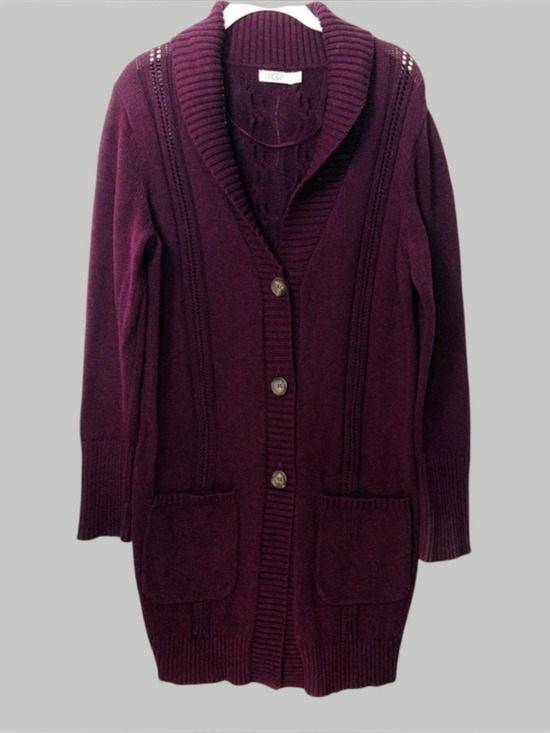 UGG Sweaters - UGG Dark Plum Knit Long Cardigan M/L Pointelle Sweater Dark Academia, Vampi